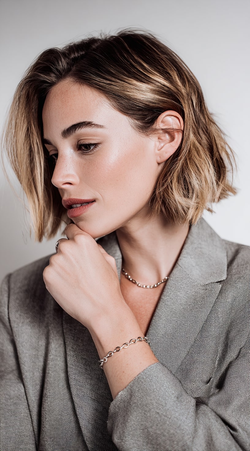 Classic Chocolate Balayage Bob