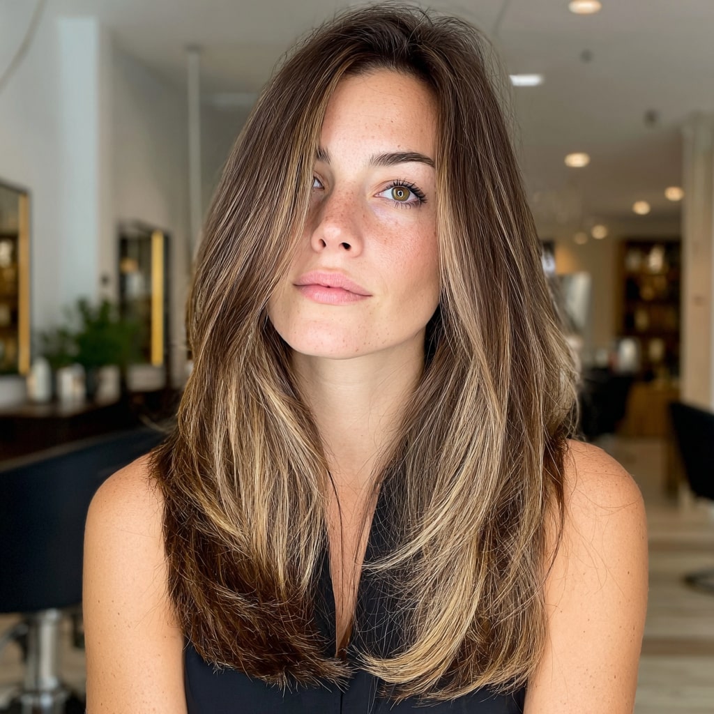 Classic Face-Framing Brunette with Honey Balayage