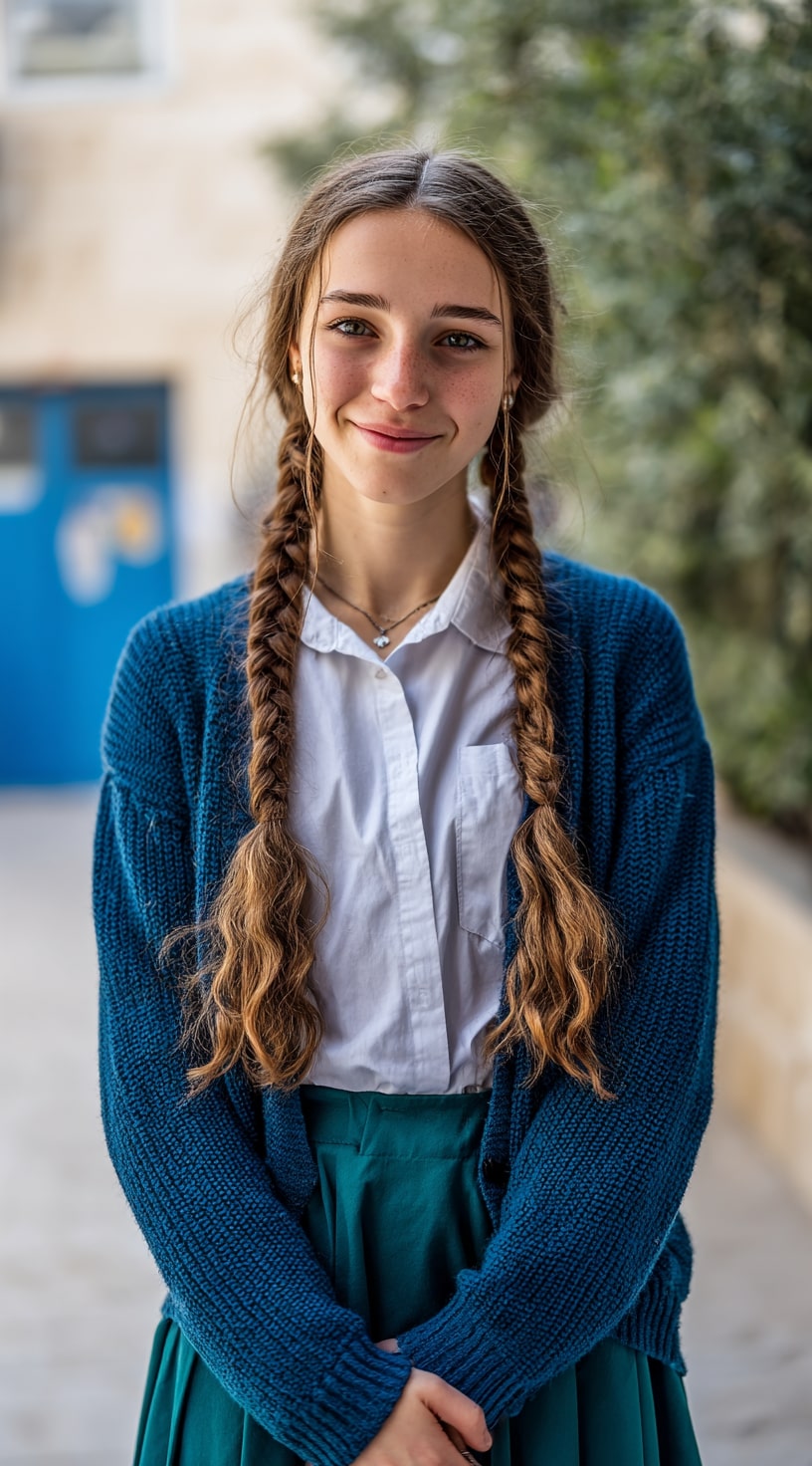 Sweet Twin Braids for a Fresh School Look