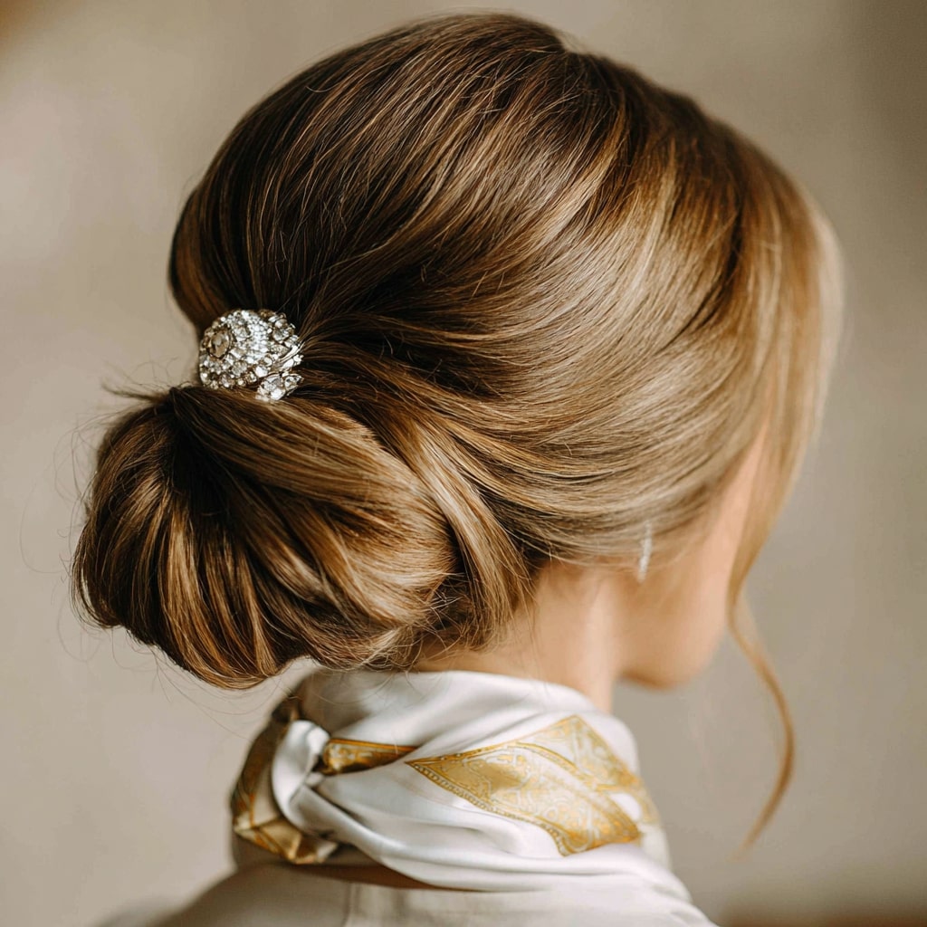 Elegant Chignon with Sparkling Detail