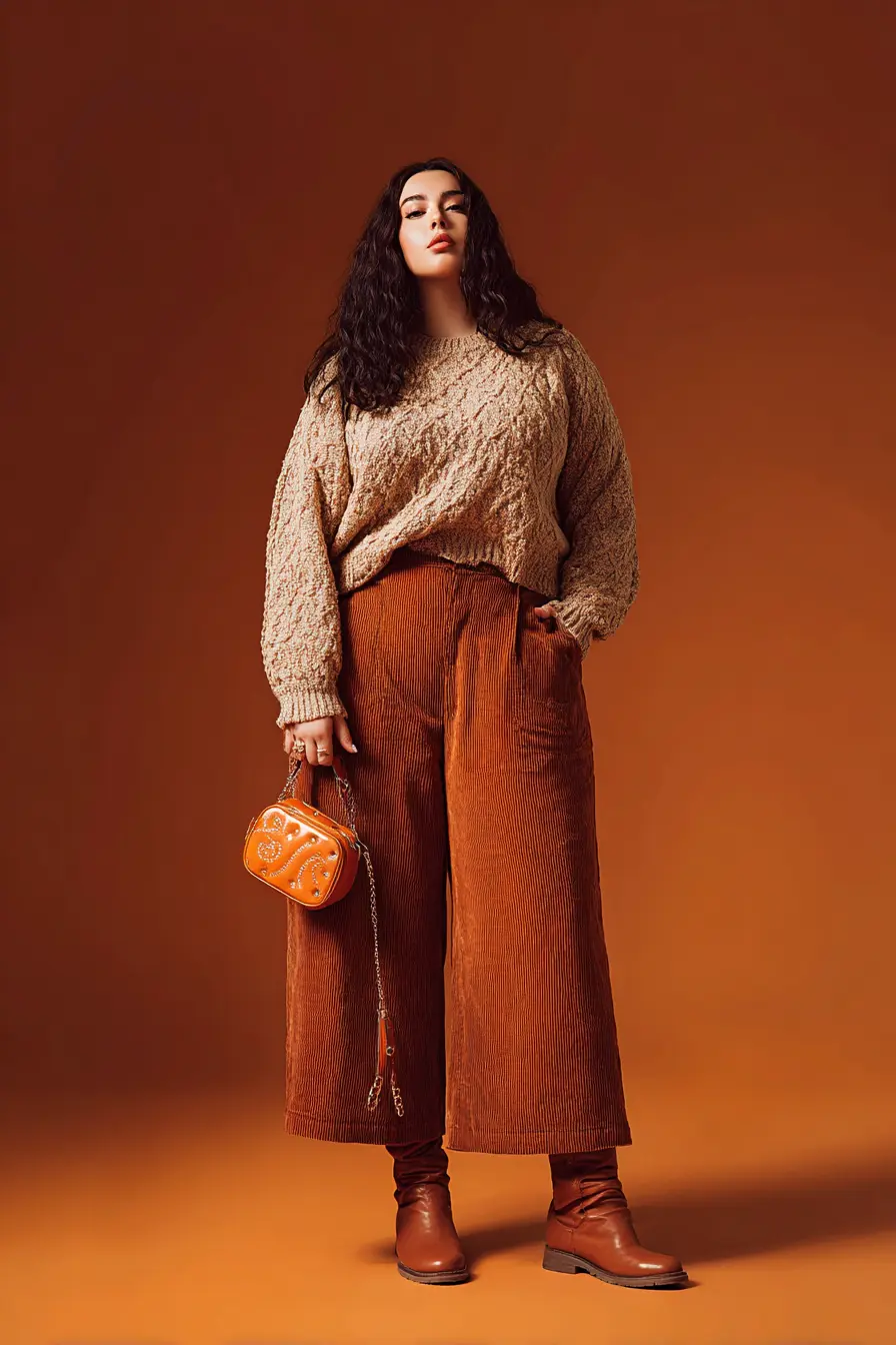 Textured Knit Pullover with Corduroy Pants