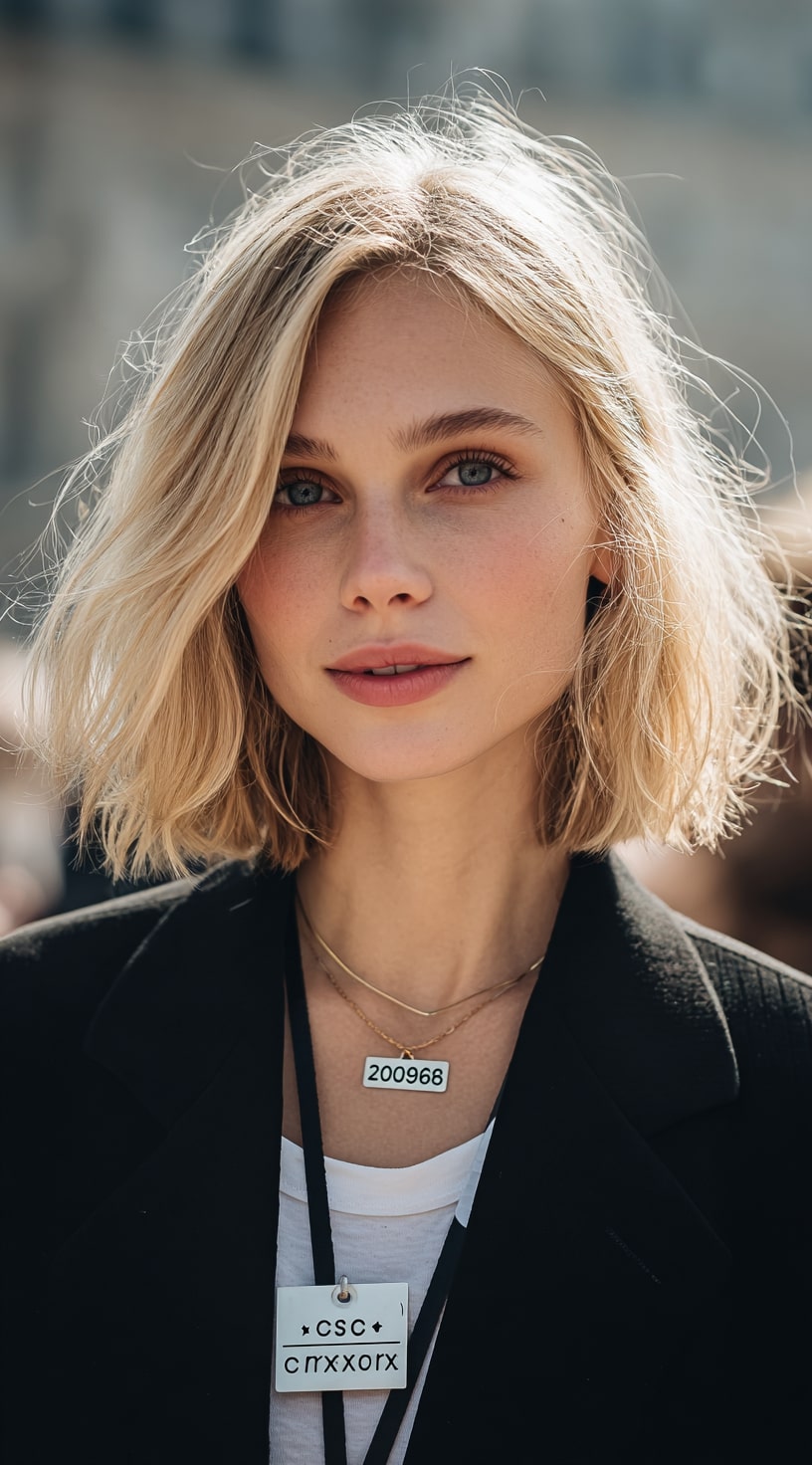 Casual ’90s Blonde Bob Wig with Effortless Texture