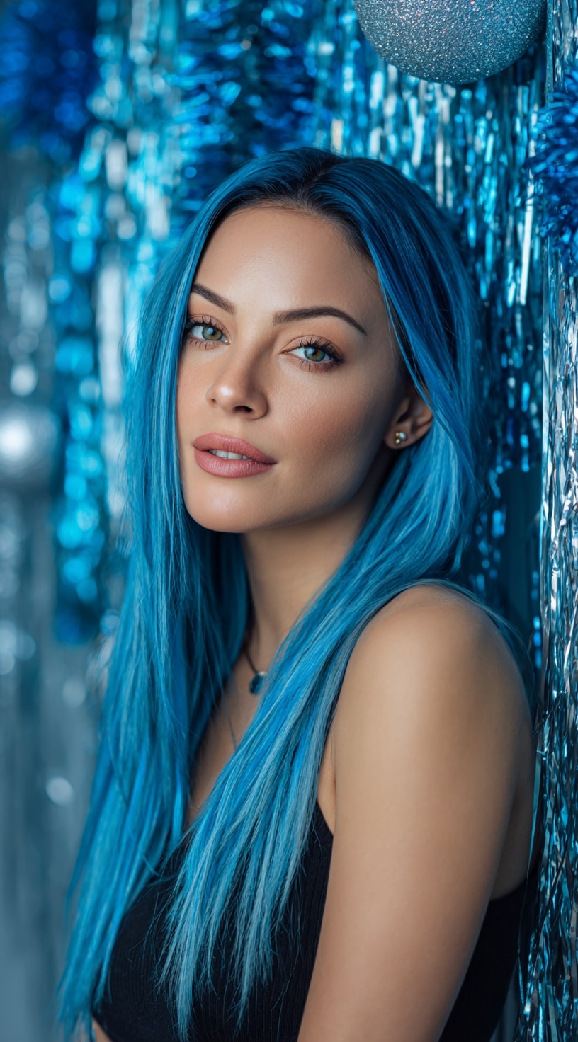 Midnight Blue Long Curly Wig Mystery