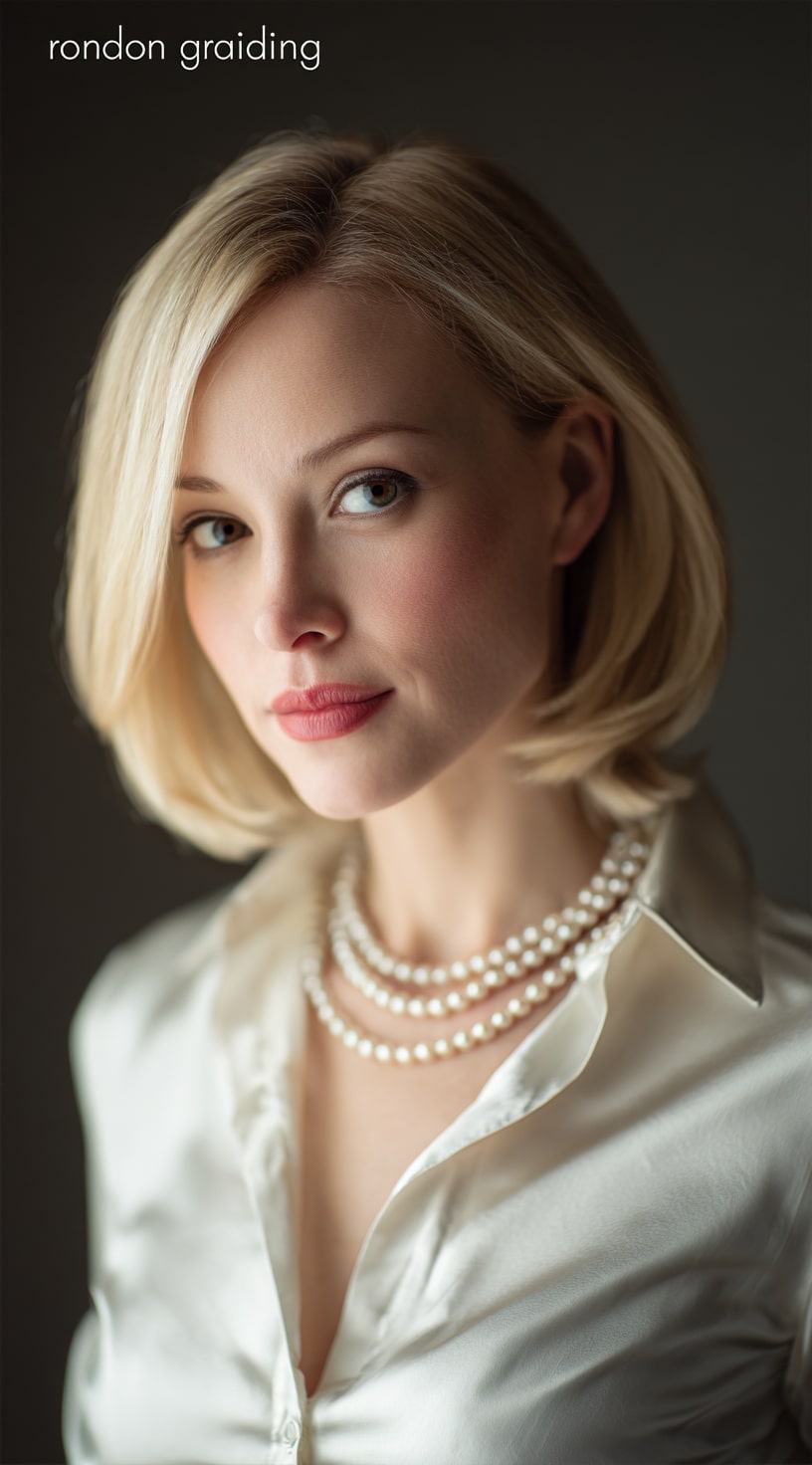 Side-Swept Blonde Bob with Long Bangs