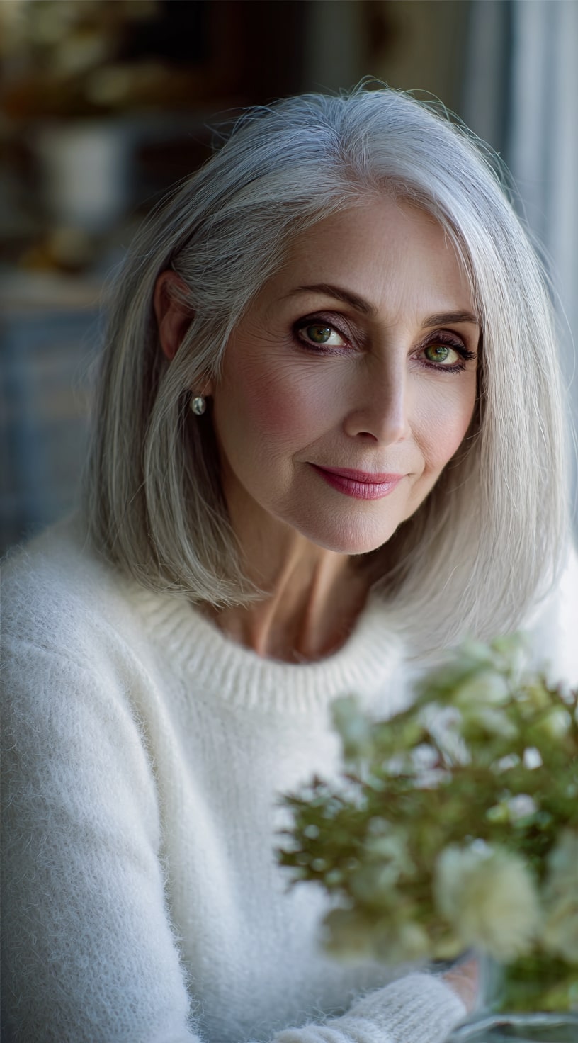 Classic Silver Bob with Side Part