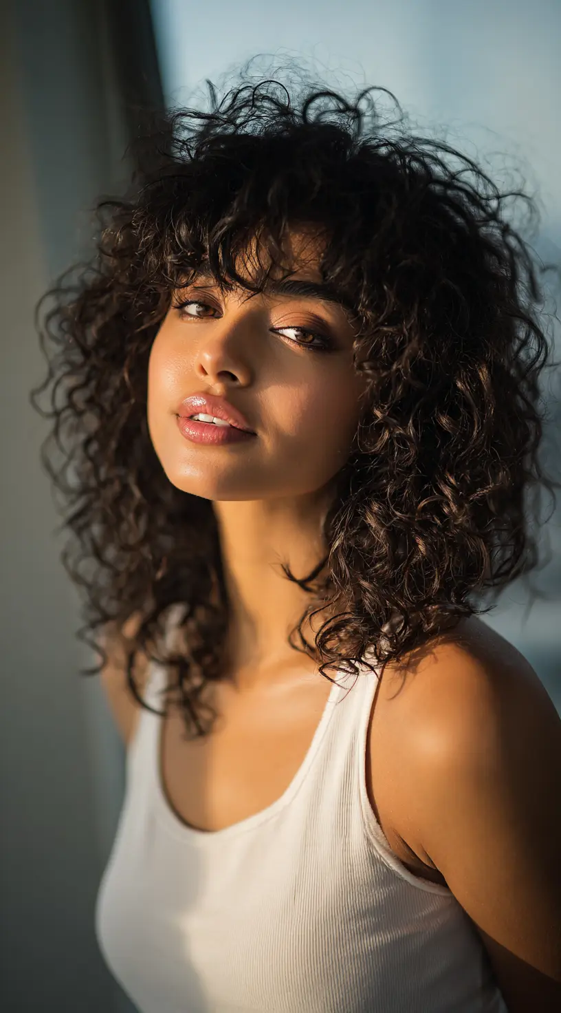 Hazelnut Brown Babylights for Curly Hair