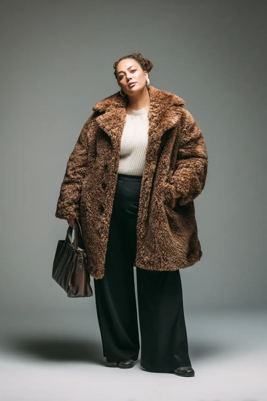 Shearling Jacket With Wide-Leg Elegance