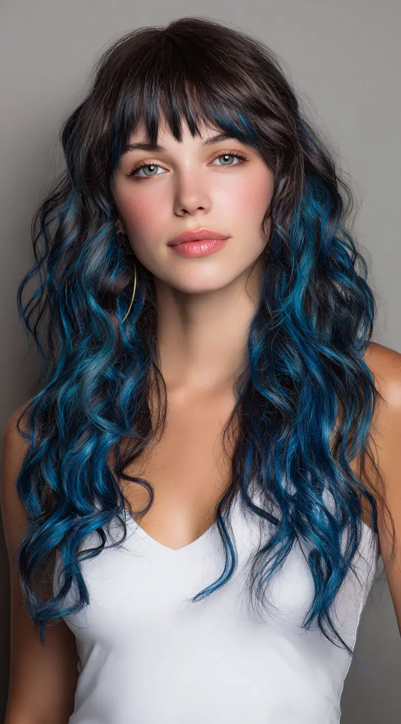 Sapphire Electric Blue Balayage with Dark Roots