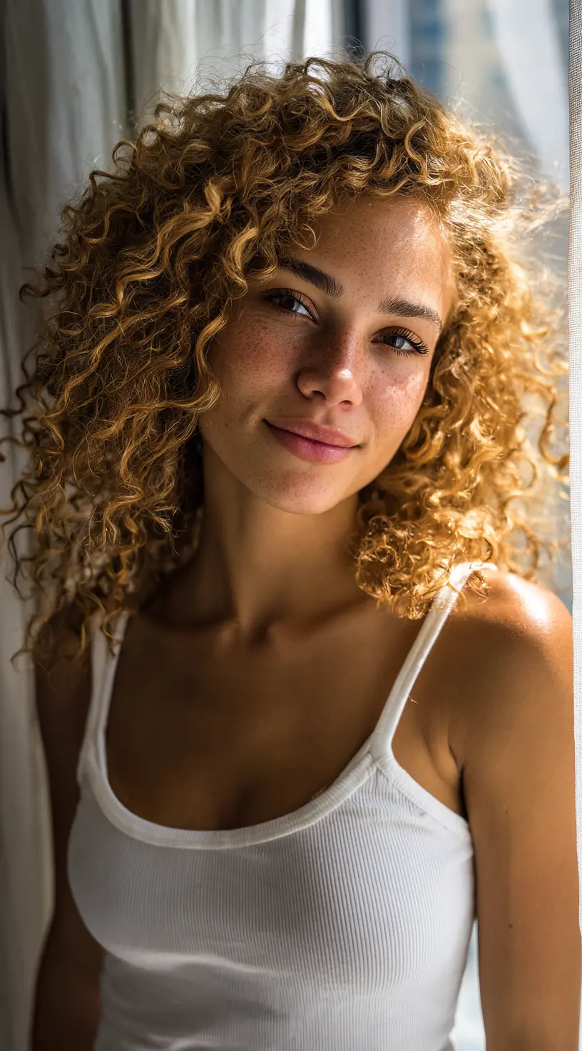 Toffee Balayage for Medium Length Curls