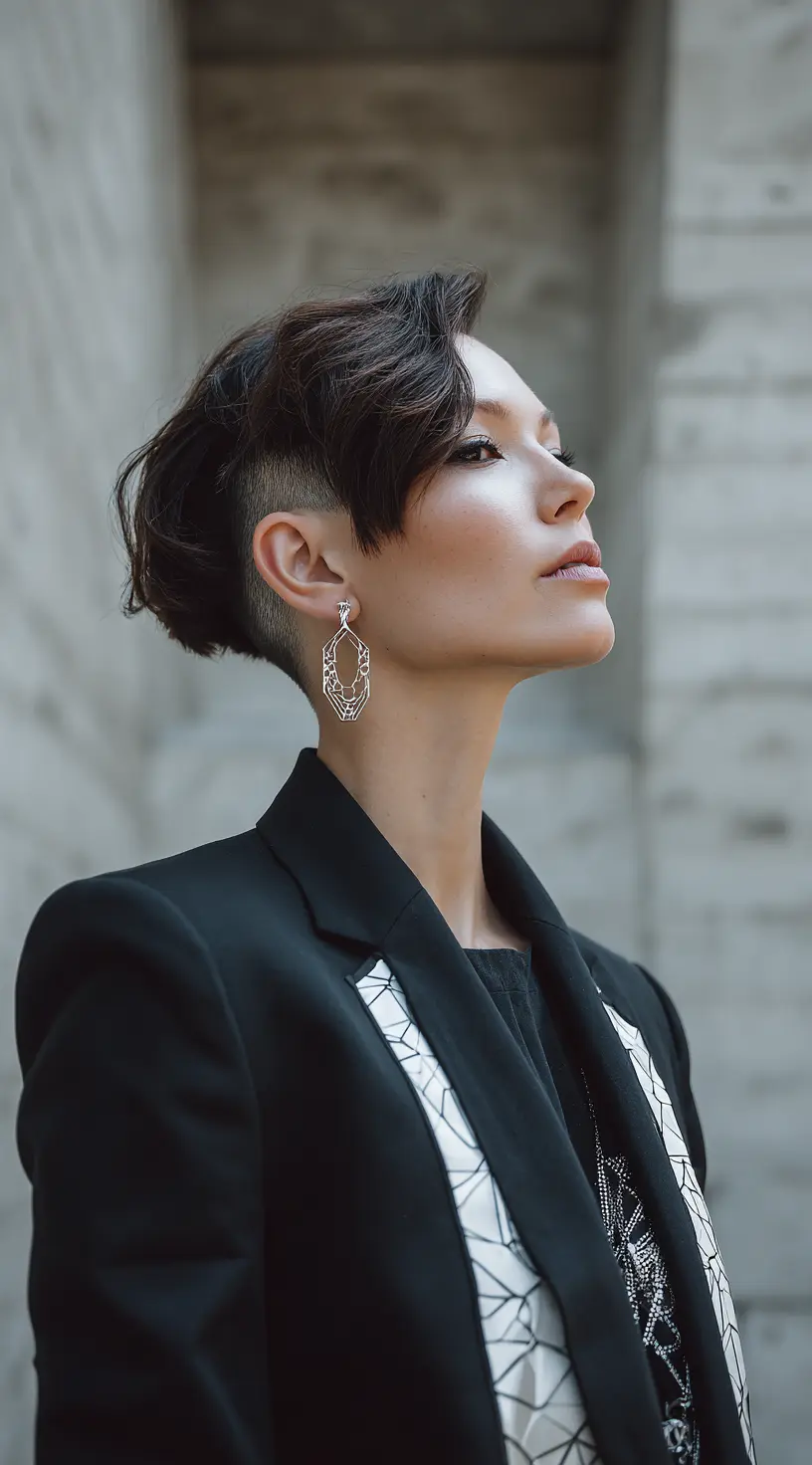 Edgy Undercut French Bob with Curly Top