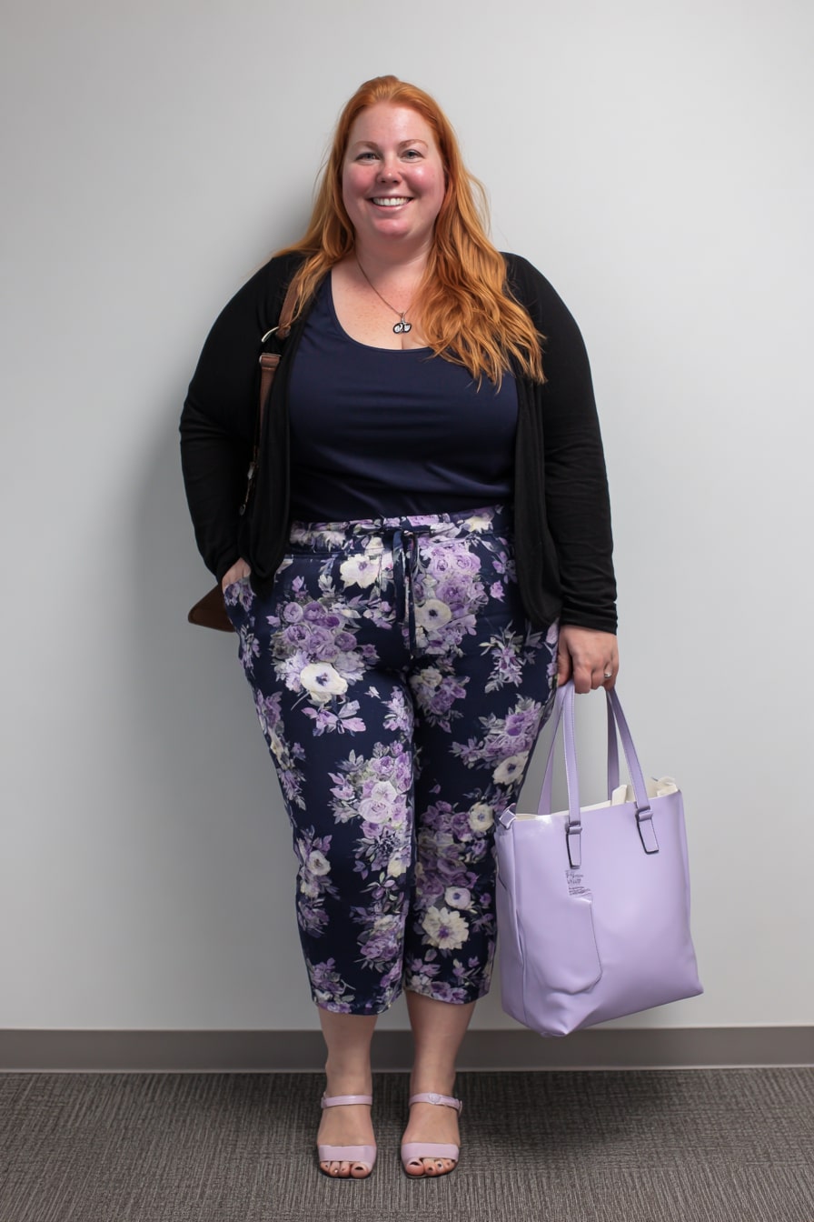 Floral Pants with Lavender Accents