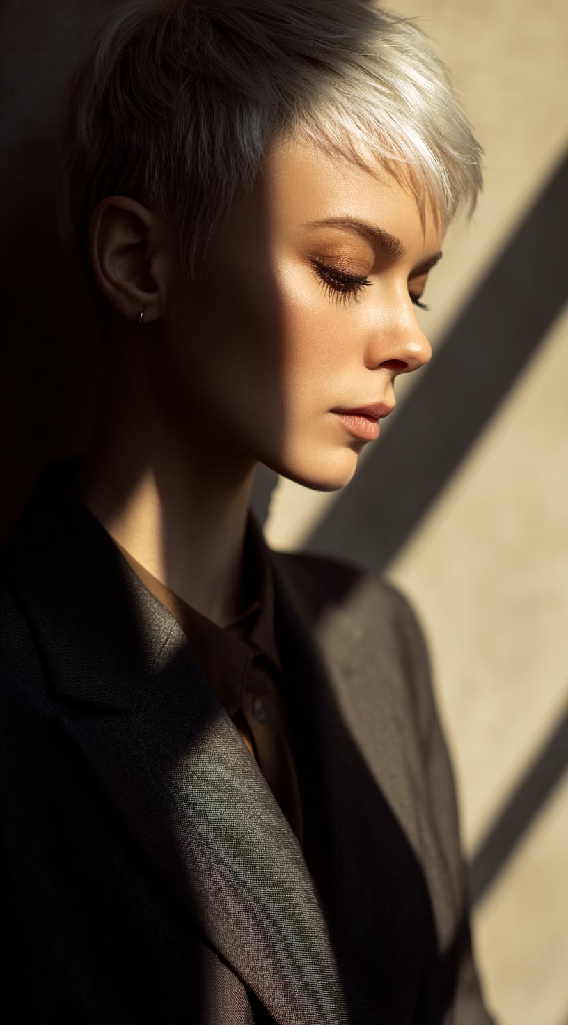 Sleek Grey Pixie Cut