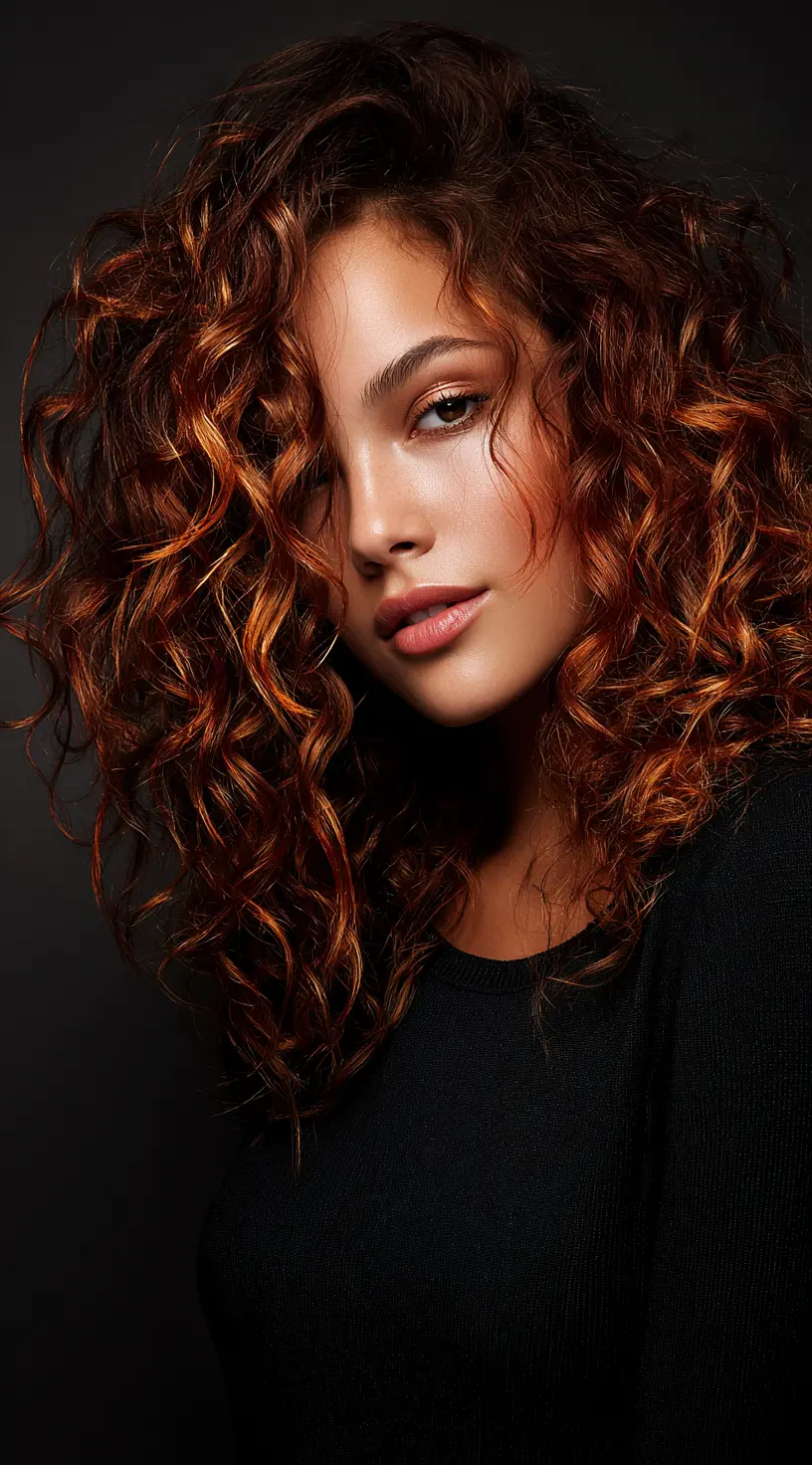 Cinnamon Spice Balayage for Curly Hair