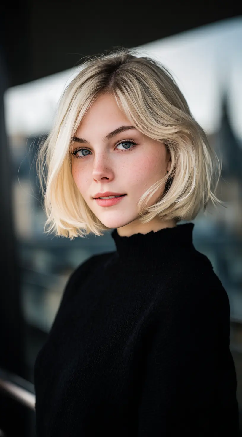 Ice Blonde Curly French Bob