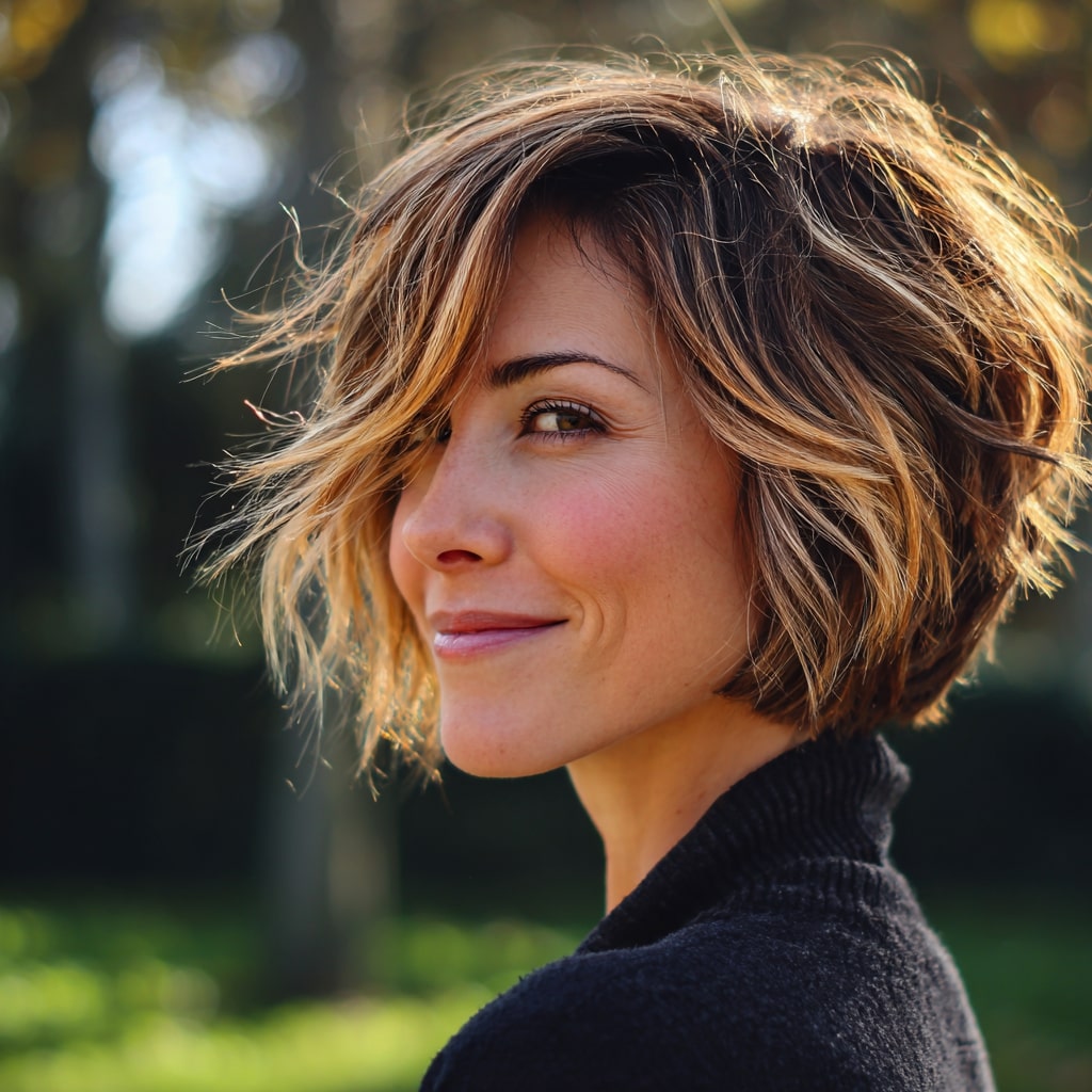 Brunette Bob with Babylights Balayage