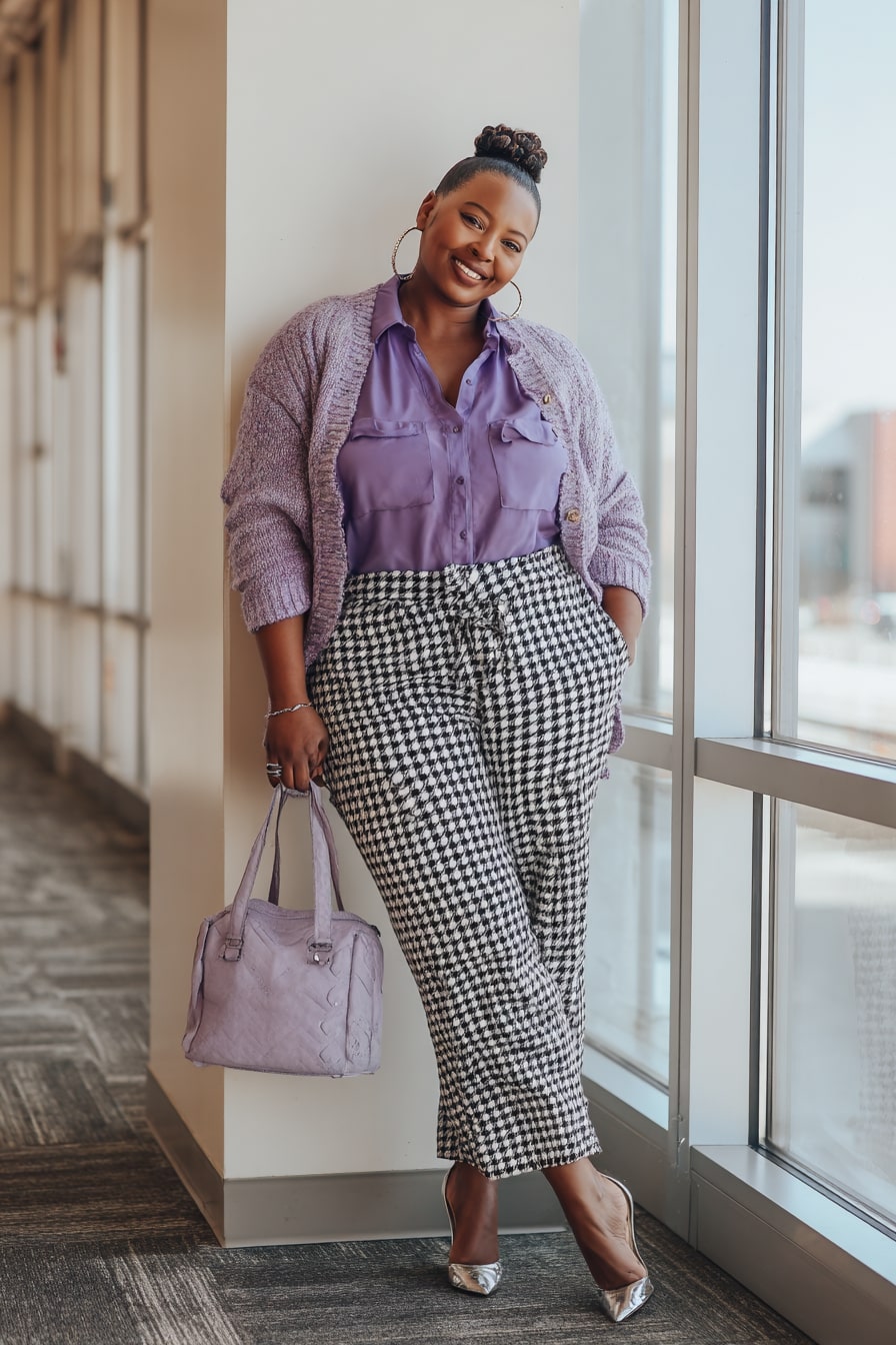 Gingham Pants with Lavender Layers