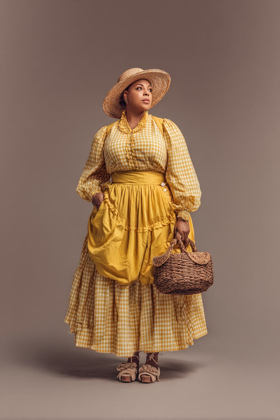 Gingham Puff-Sleeve Top + Tiered Prairie Skirt