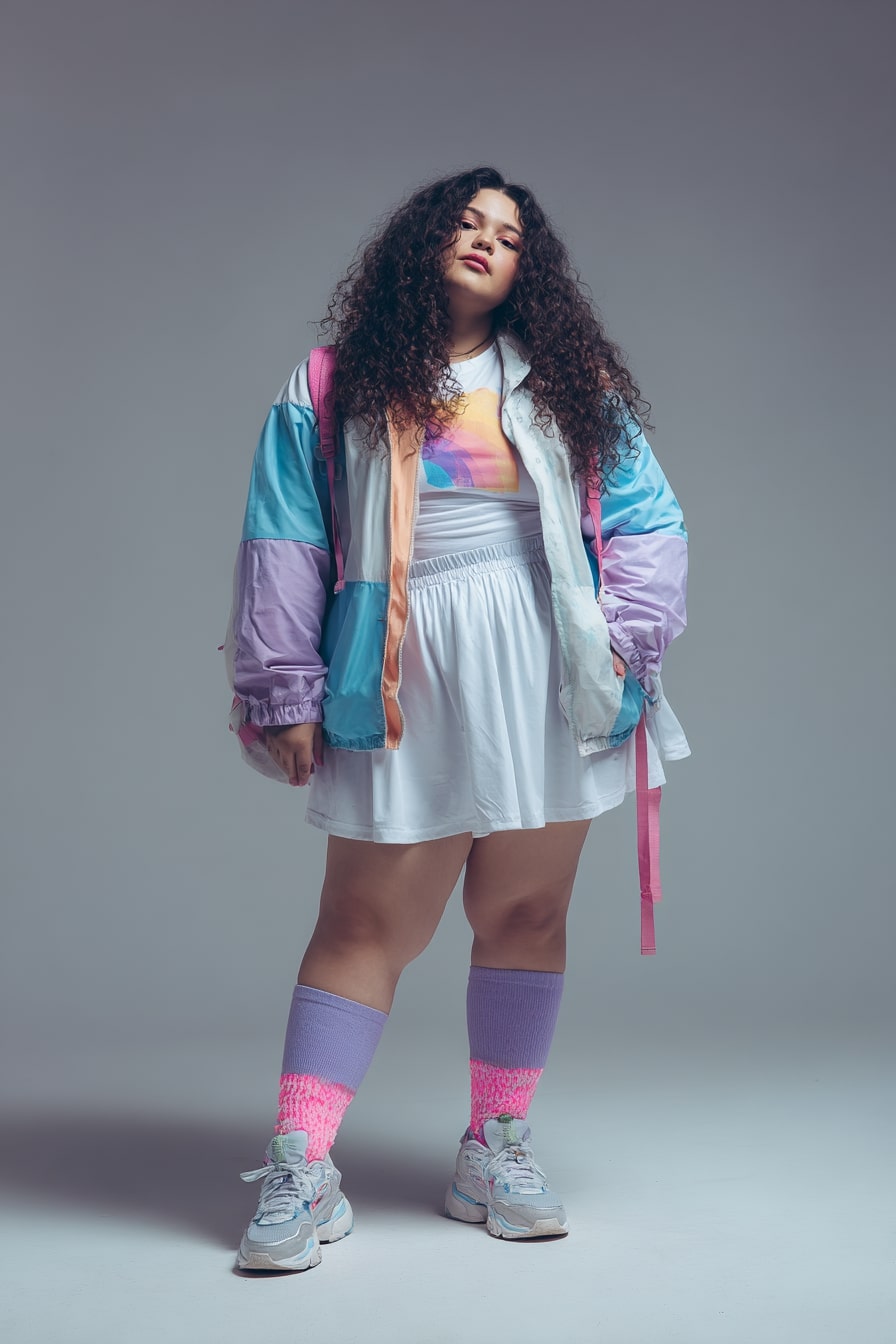 Y2K Inspired Tennis Skirt and Windbreaker Vibe