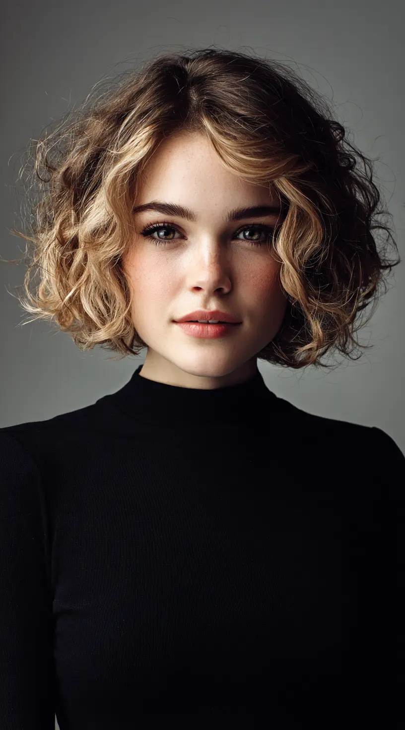 Color-Enhanced Curly French Bob