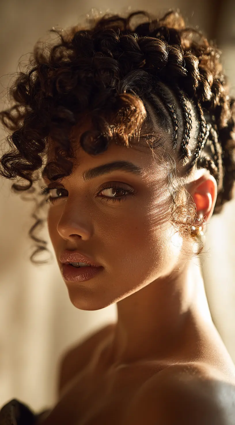 Zigzag Braid Pattern on Curly French Bob
