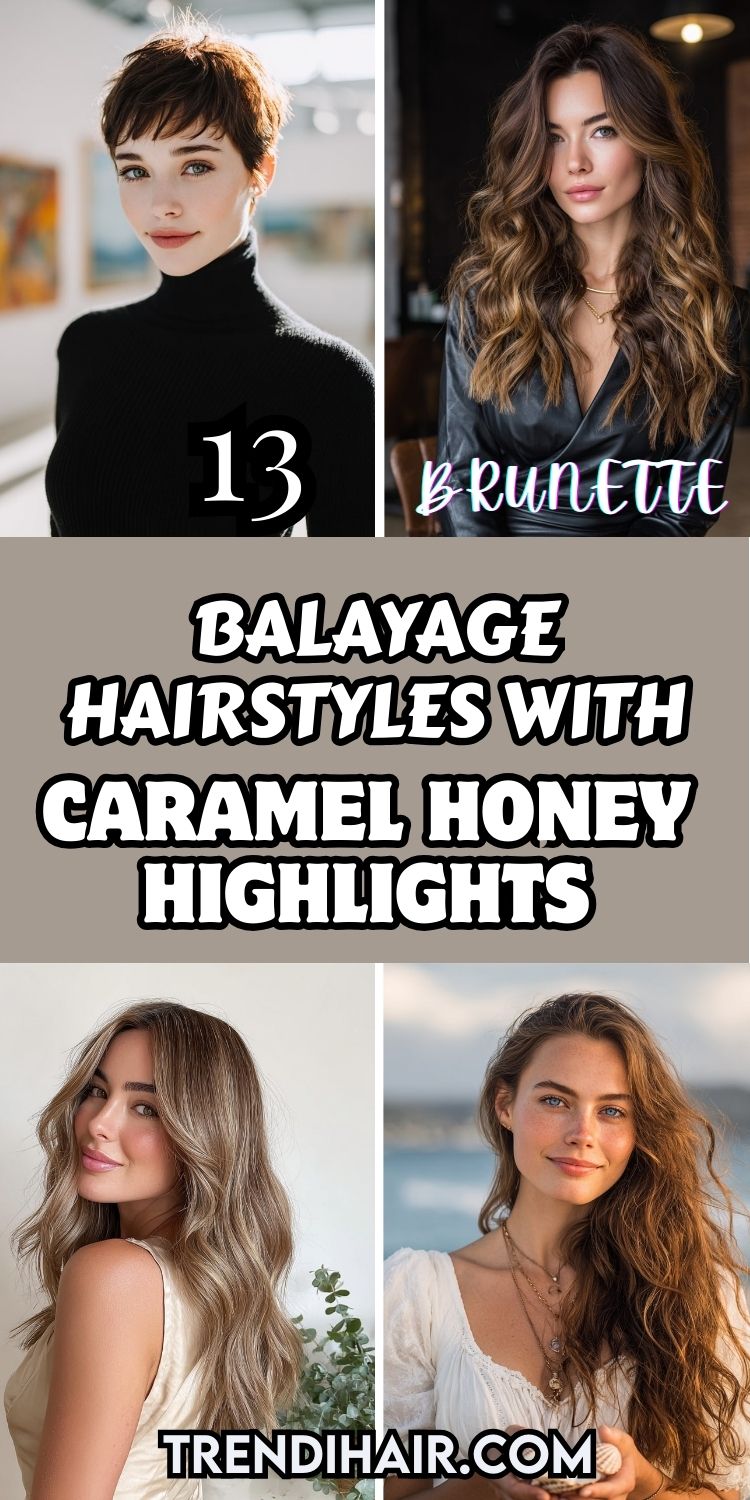 13 Brunette Balayage Hairstyles with Caramel Honey Highlights