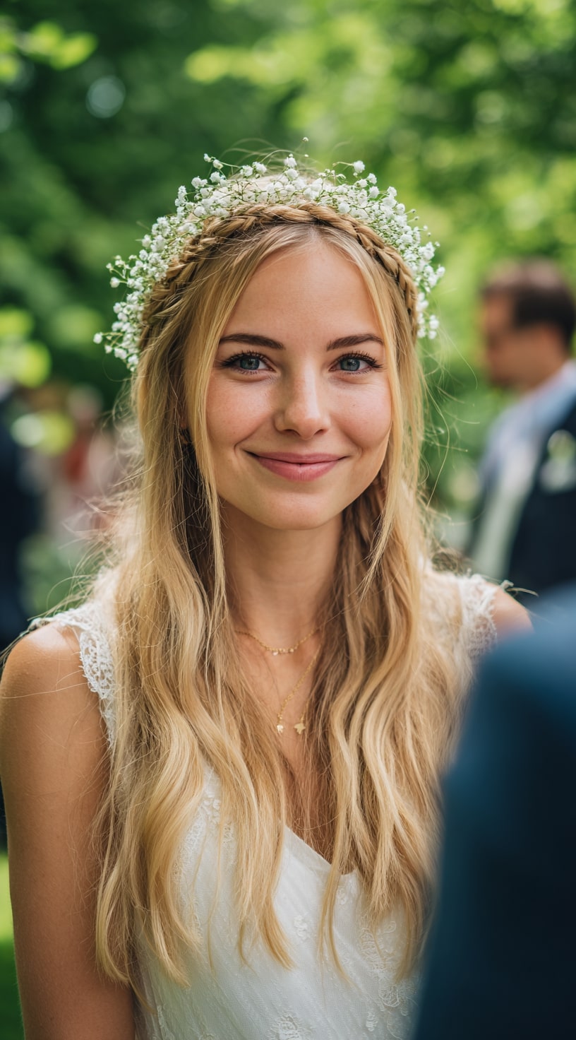 Crown Braid with Floral Halo
