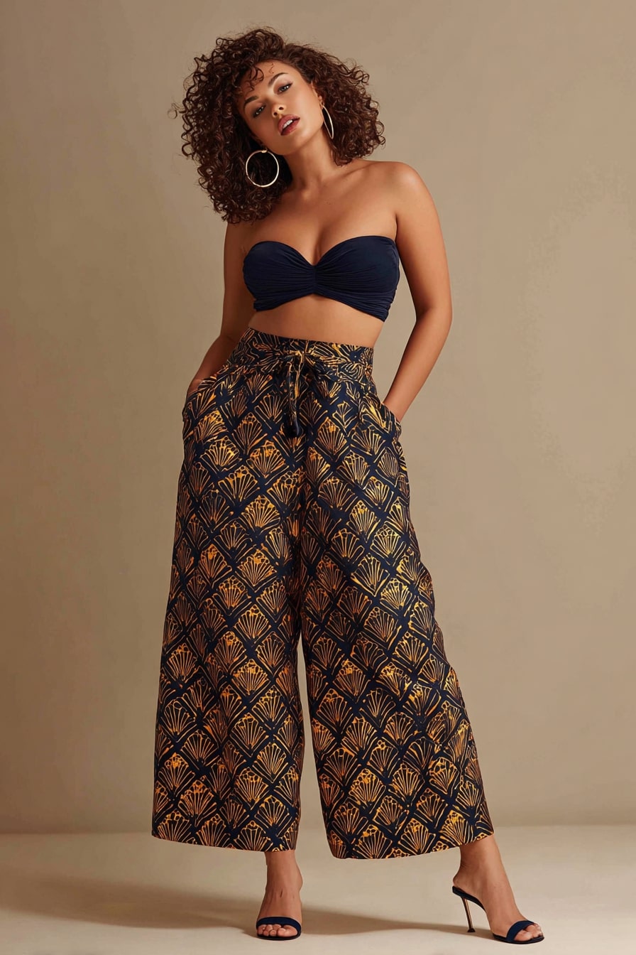 Twist Bandeau Top + Art Deco Wide-Leg Pants