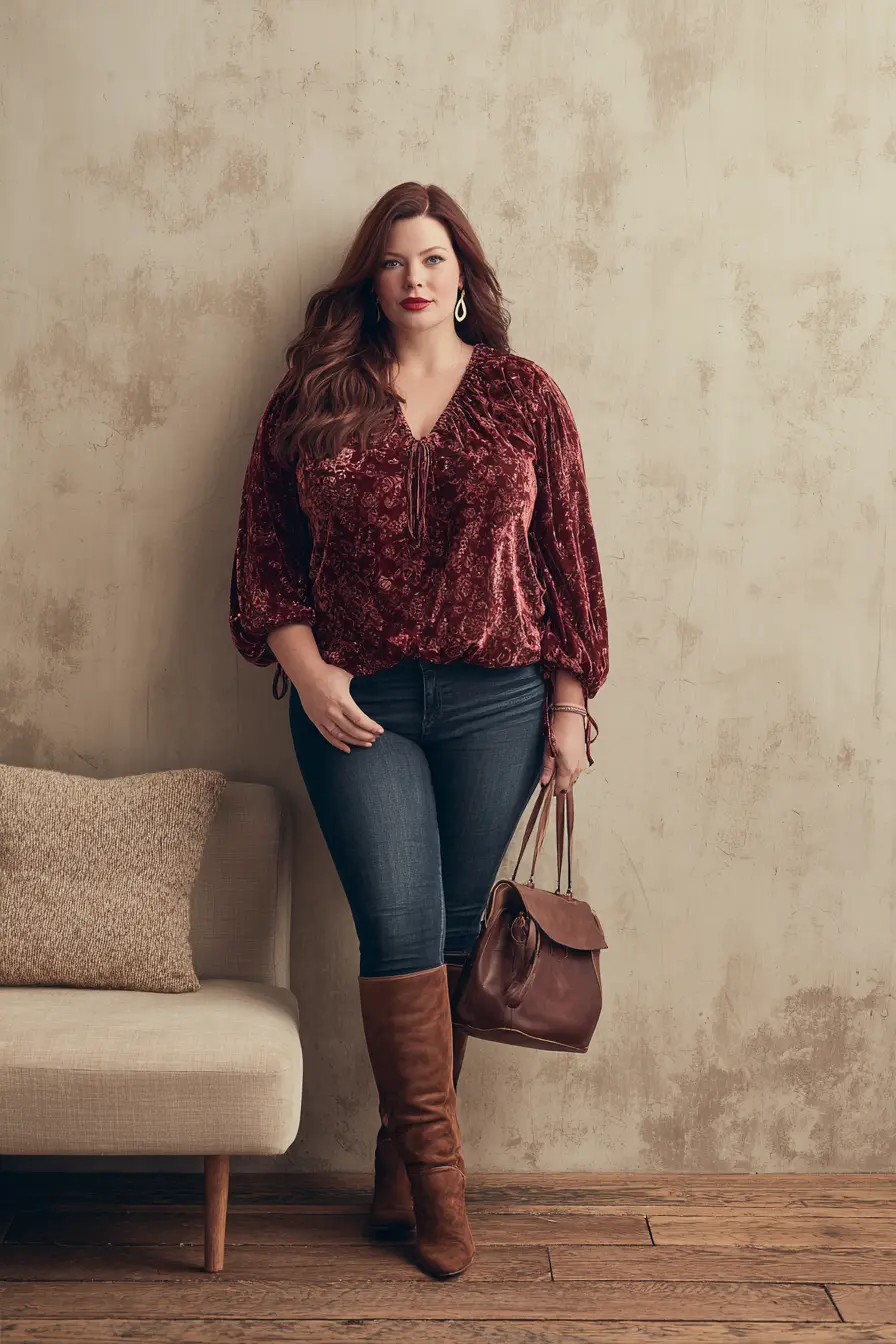 Burnout Velvet Top with Romantic Boho Feel