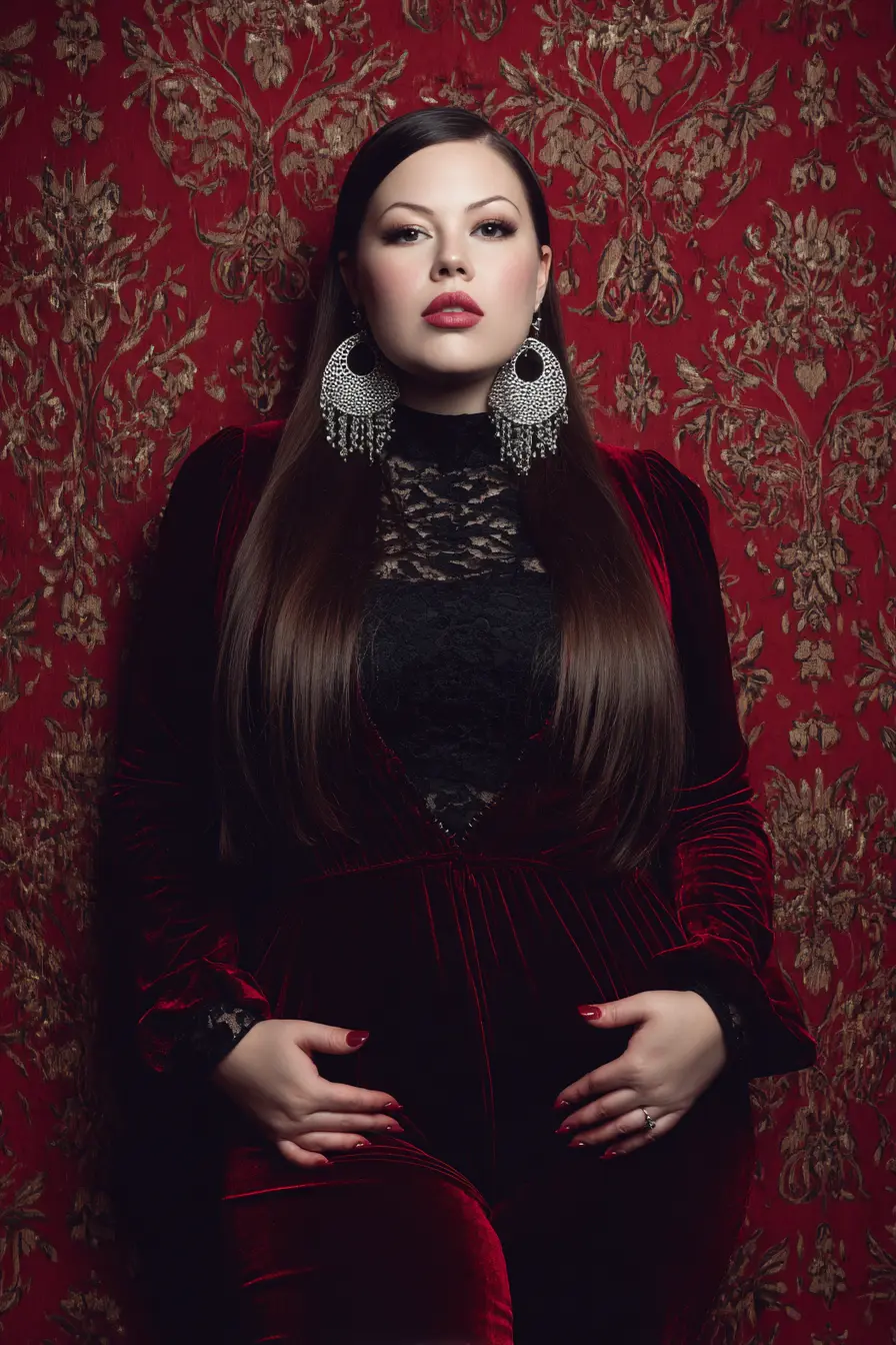 Velvet Power Suit with Lace Detail