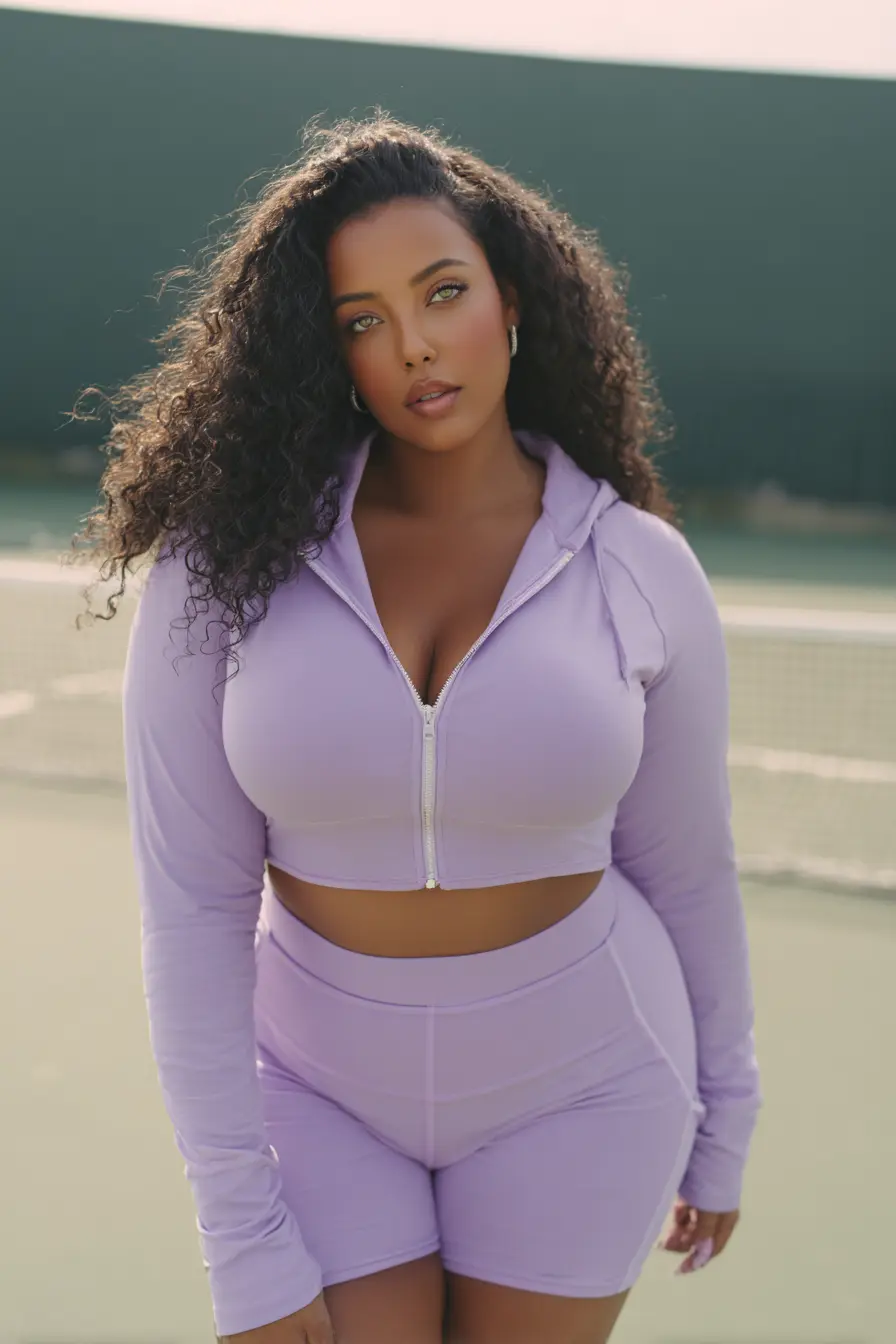 Zip-Up Hoodie with Matching Bike Shorts