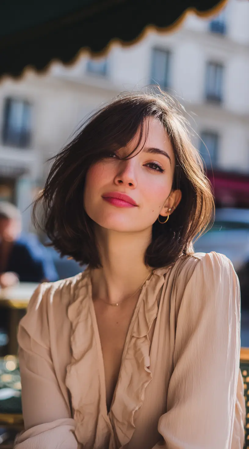 Soft Romantic Curly French Bob