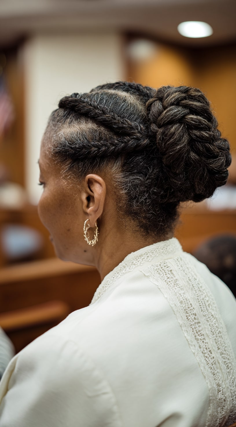 Elegant Crown Braid with Low Bun