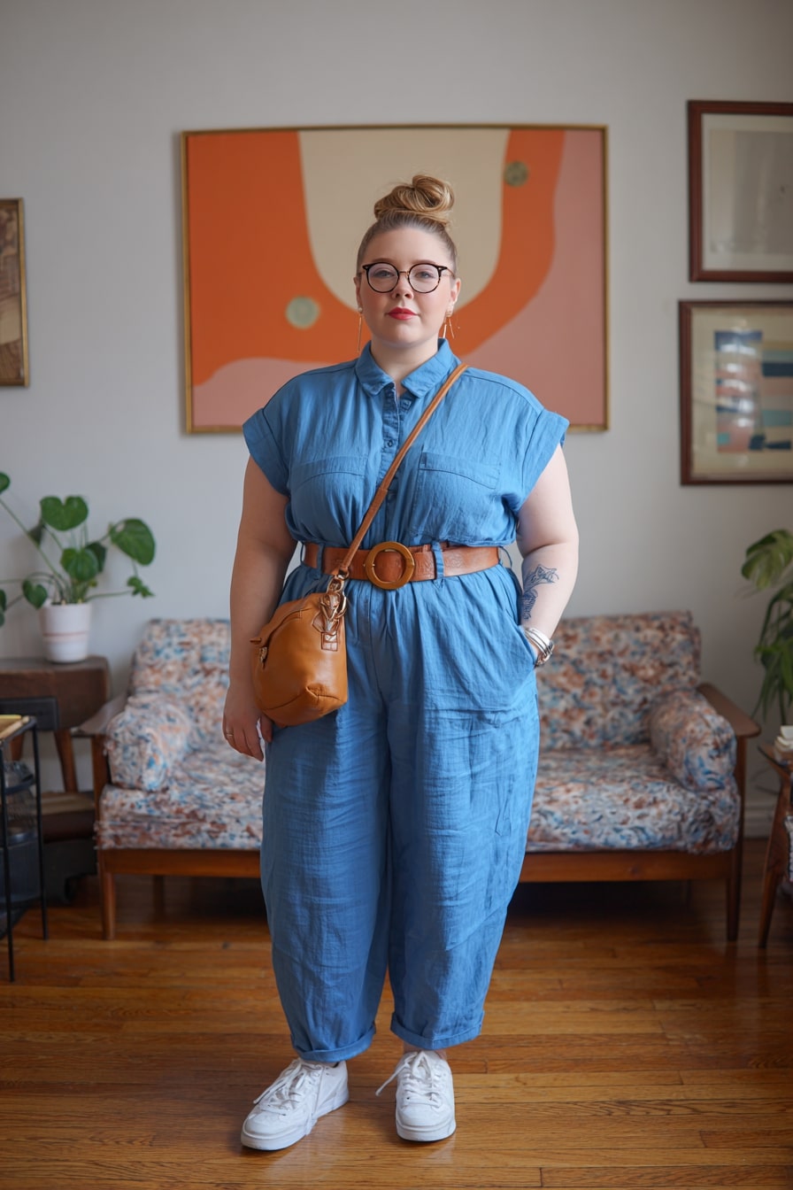 Chambray Jumpsuit with Casual Accessories