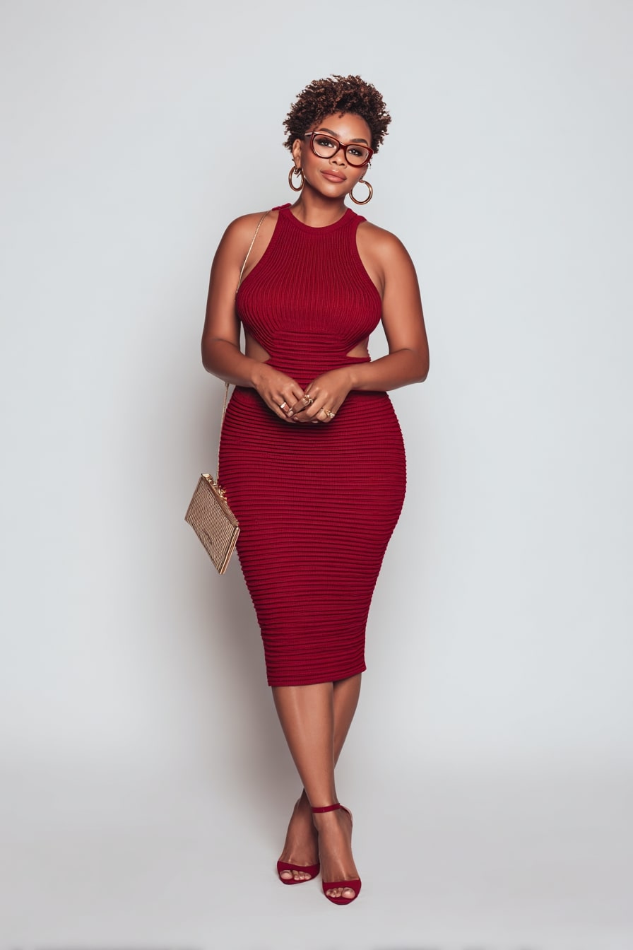 Ribbed Bodycon Dress in Bold Red Summer Statement