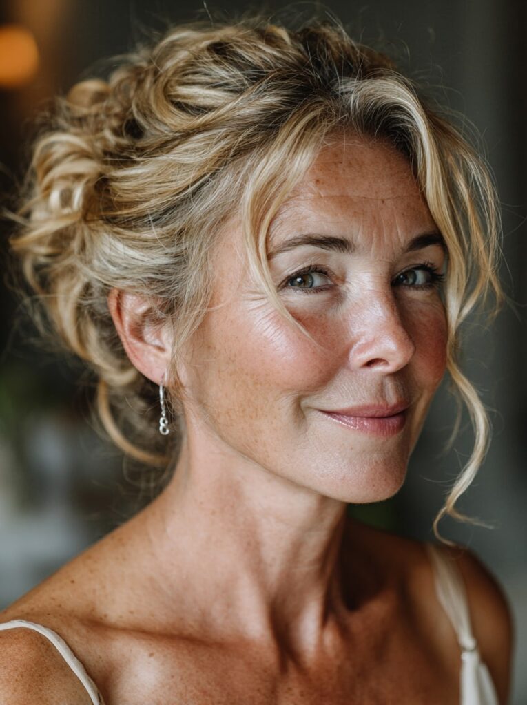 Soft Tousled Updo with Effortless Charm
