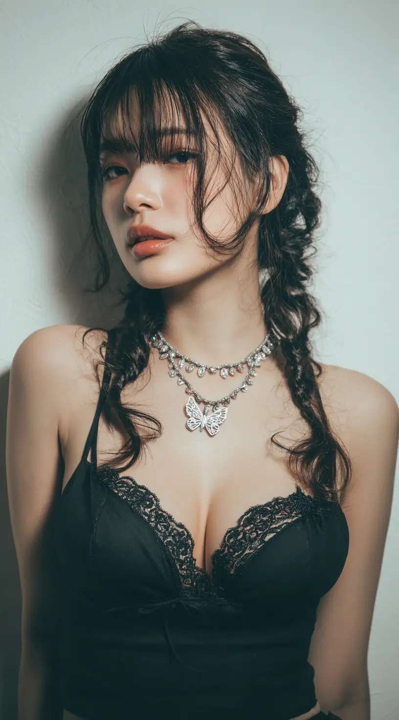 Braided Bangs on Curly French Bob