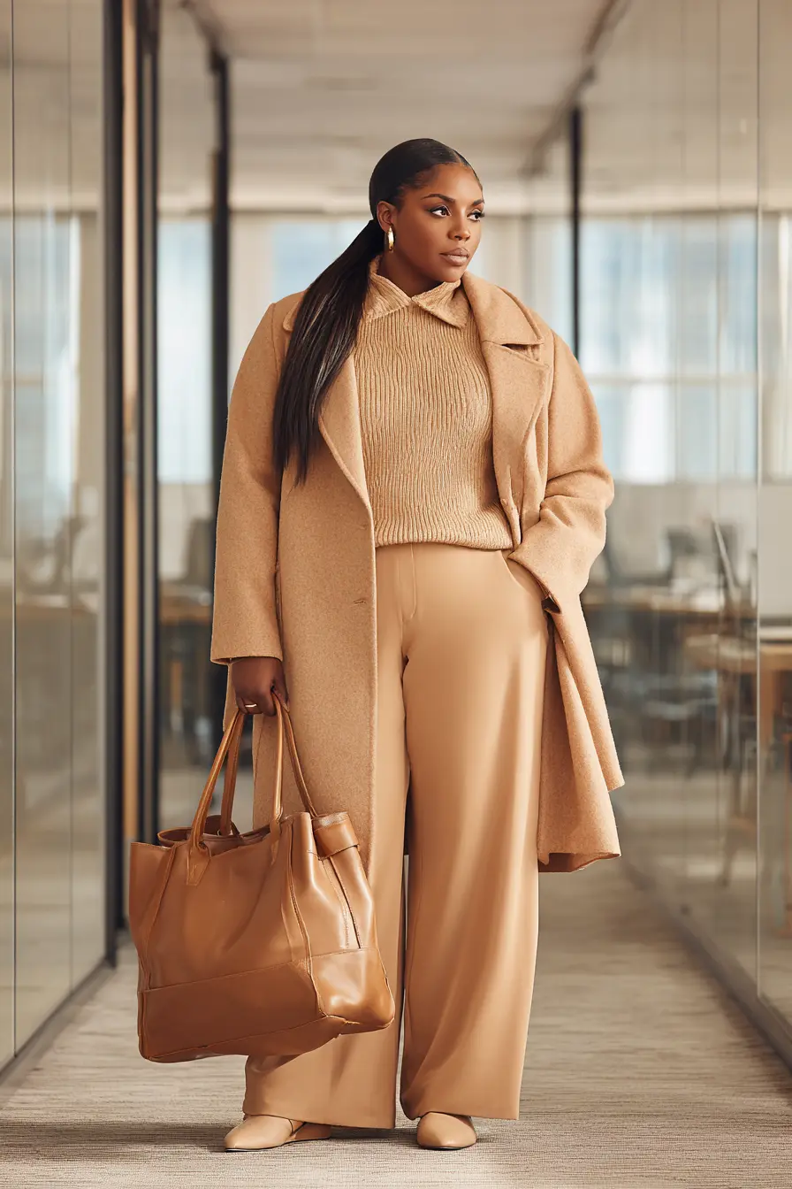 Monochrome Camel Coat Ensemble
