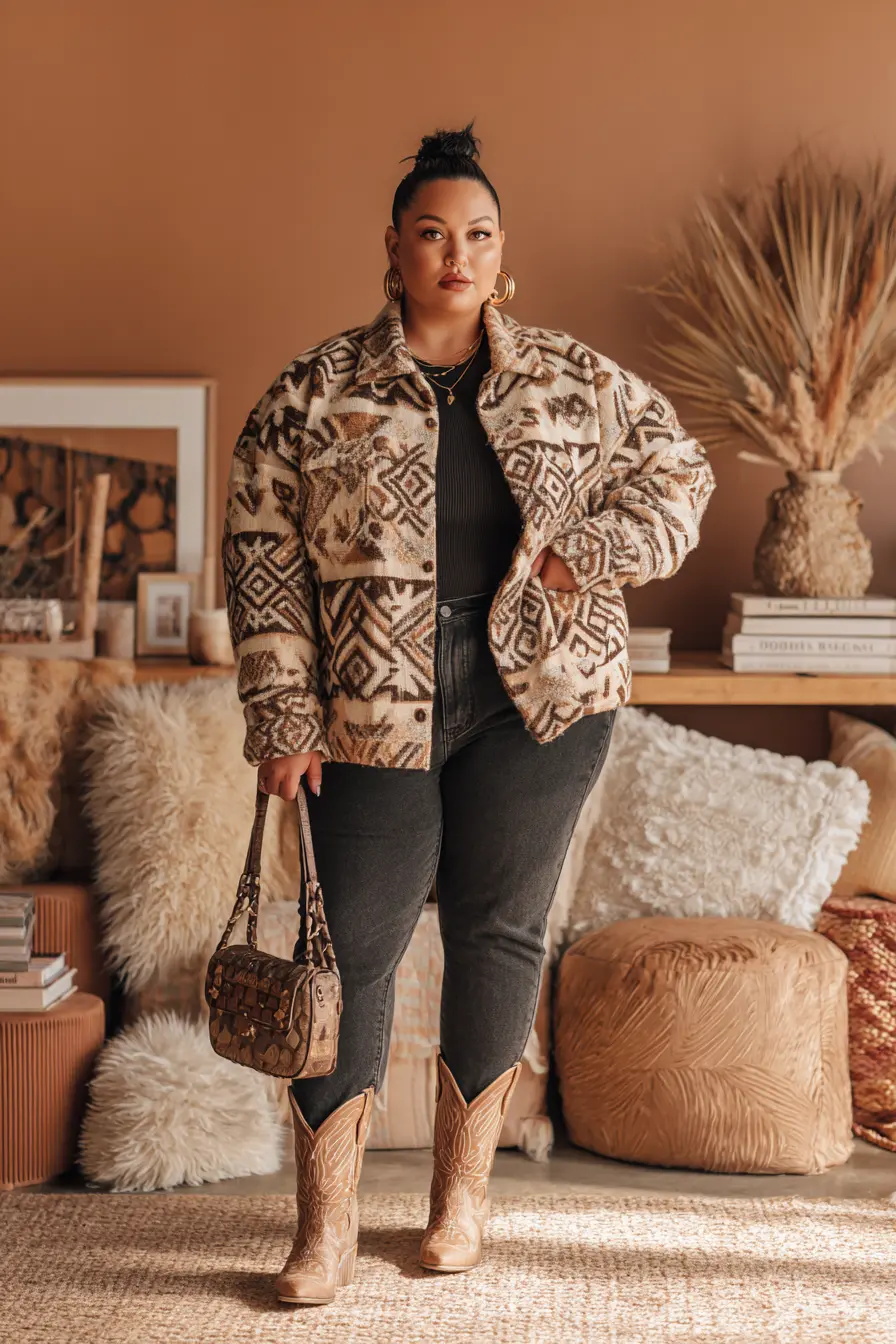 Tribal Print Jacket with Global Boho Flair