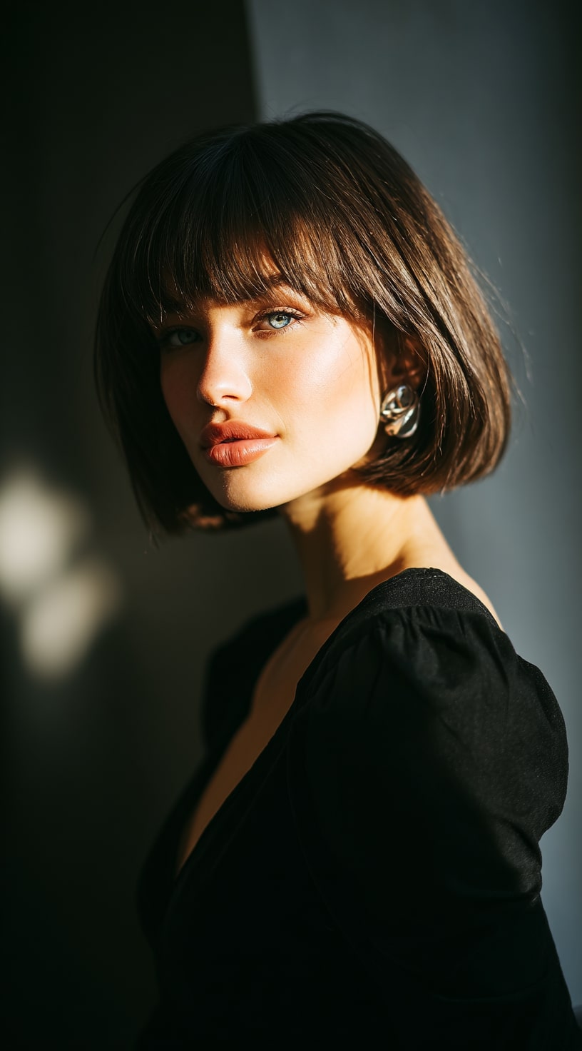 French Bob with Blunt Bangs