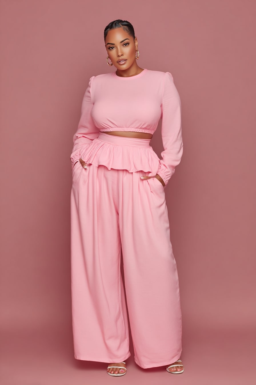 Soft Pink Wide-Leg Set