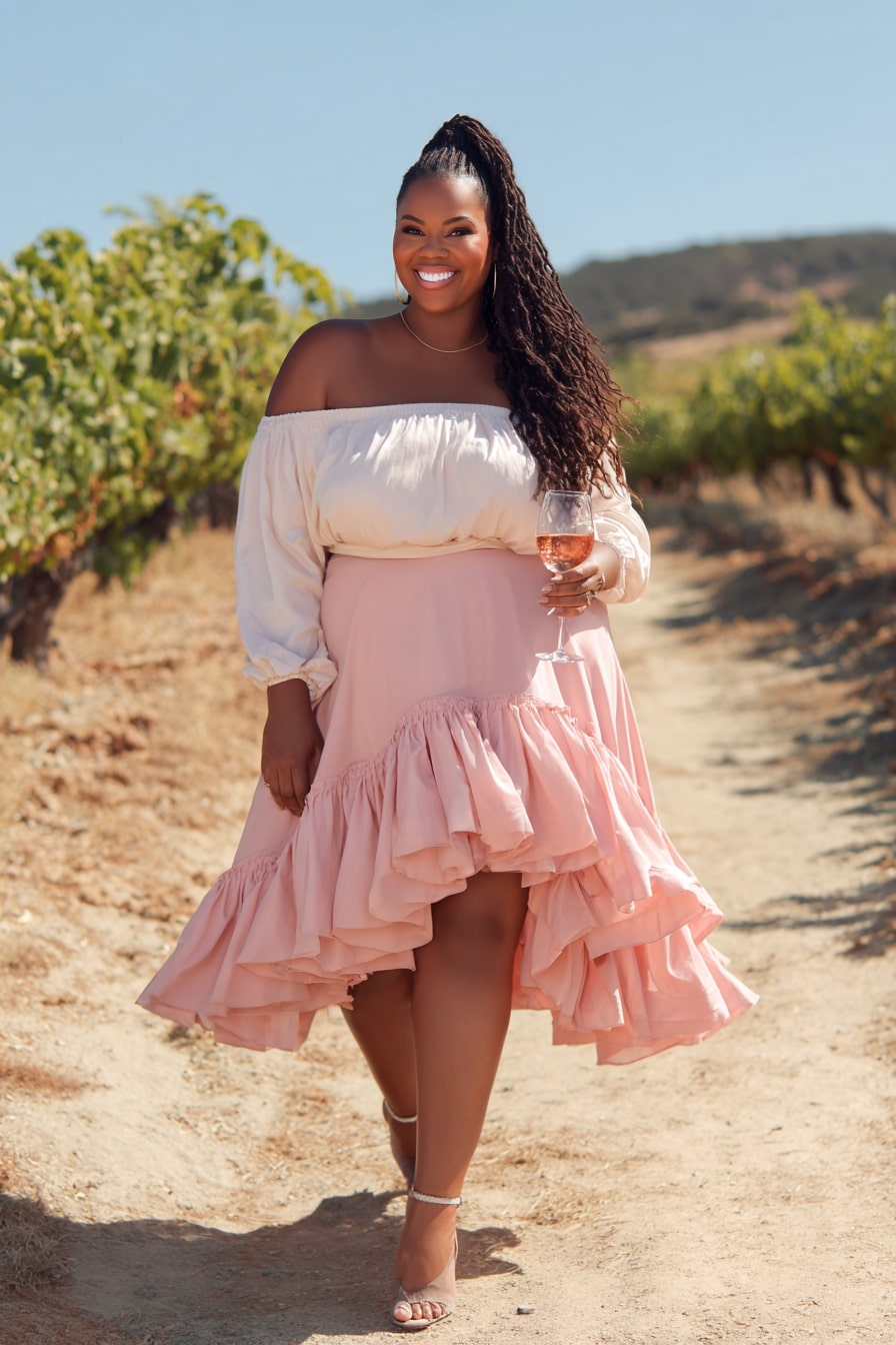 Chambray Shirt + Pleated Metallic Skirt