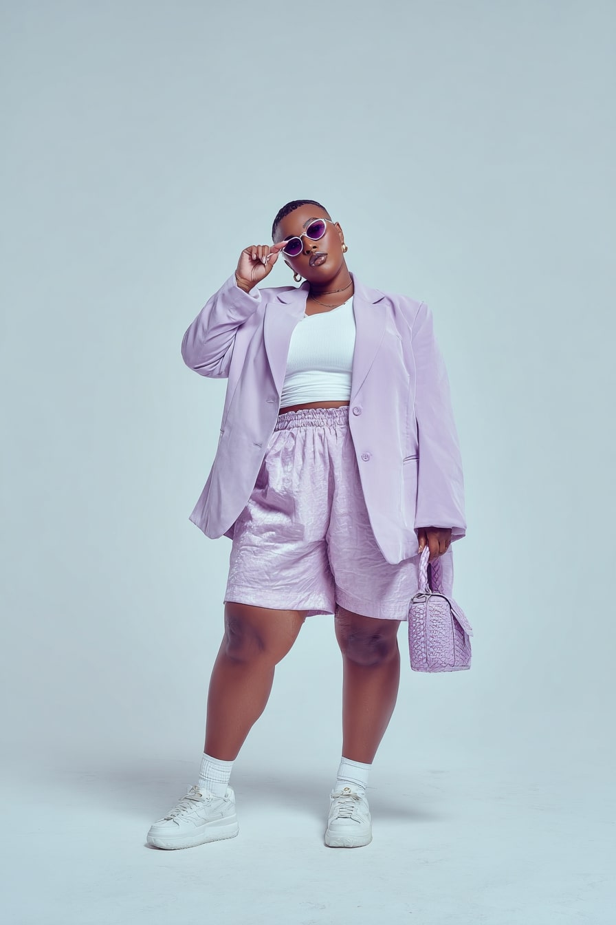 Monochrome Lavender Bermuda Set Summer Baddie Style