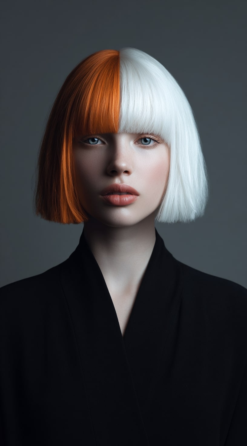 Bold Color-Blocked Blonde Bob
