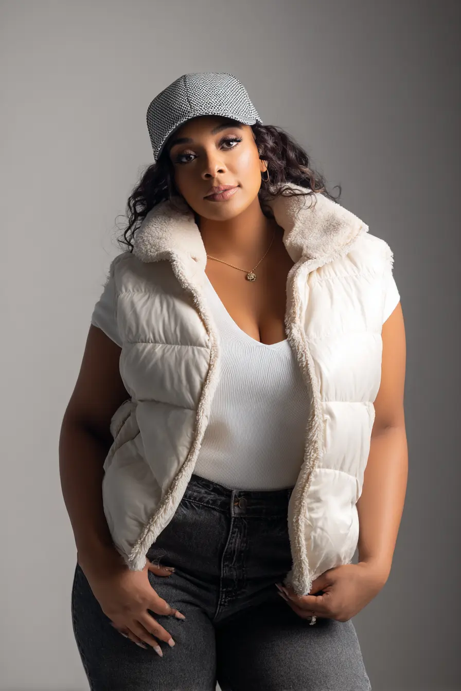 Puffer Vest with Henley and Boyfriend Jeans