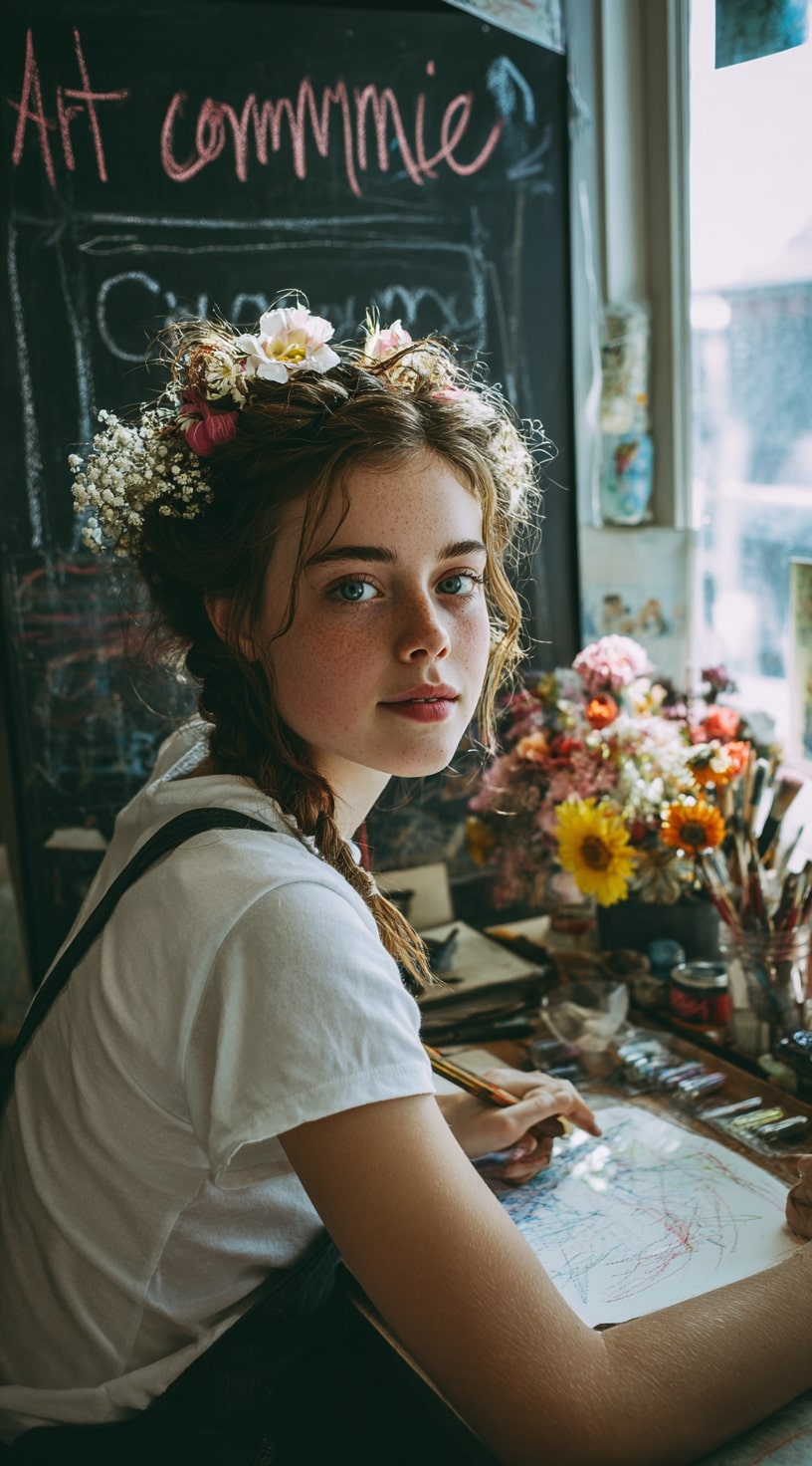 Boho Side Braids with Floral Touch