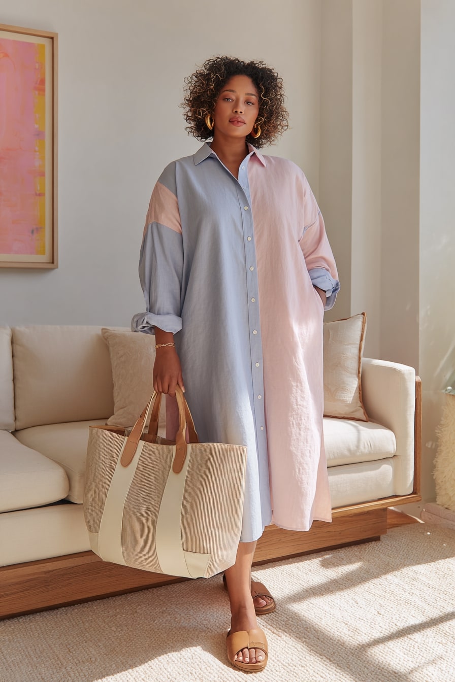Colorblock Shirt Dress with Relaxed Vibe