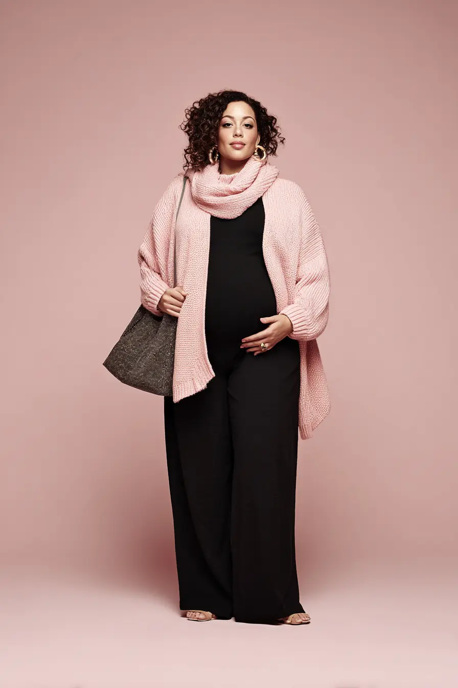 Cowl Neck Sweater with Wide-Leg Trousers