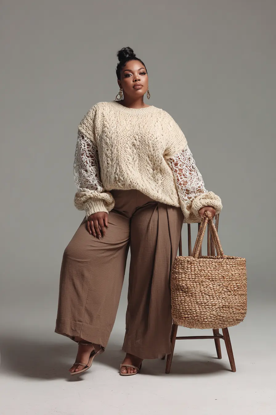 Macramé Detail Sweater with Artisan Boho Touch