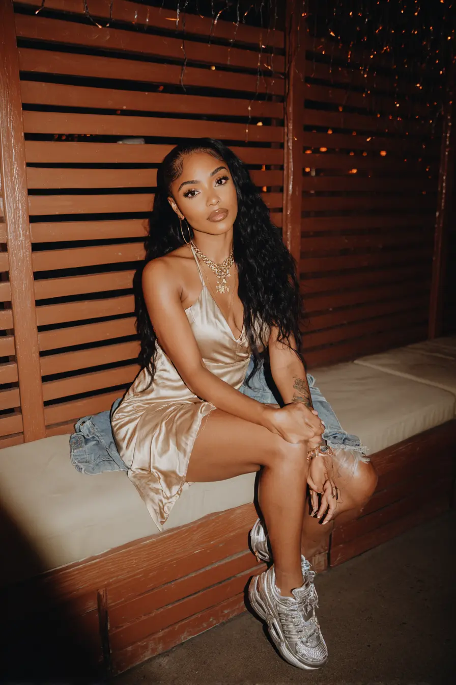 Satin Slip Dress with Casual Edge