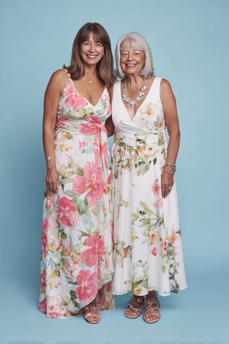 Soft Floral Chiffon + Wrapped A-Line Maxi